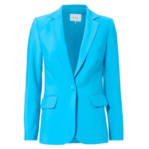 FRAME Malibu Blue One Button Blazer Jacket – Size 6 – Vibrant Turquoise Workwear - Picture 11 of 11